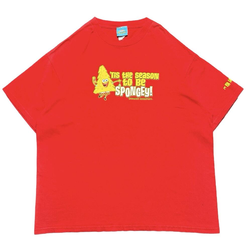 Y2K Spongebob Squarepants Holiday Christmas Graphic T Shirt XL Nick